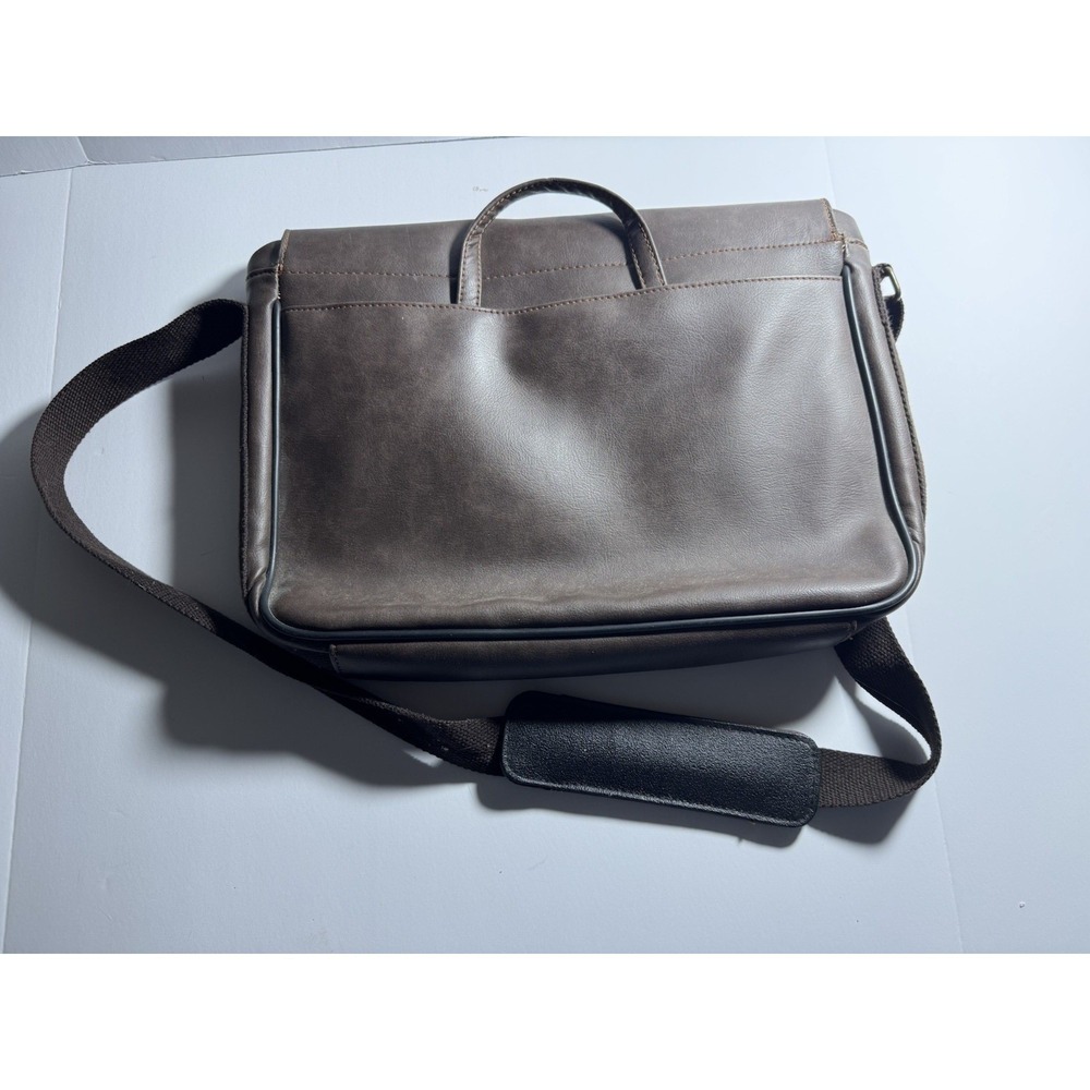 Debco Messenger Bag Brown Faux Leather Shoulder Laptop Briefcase  Professional